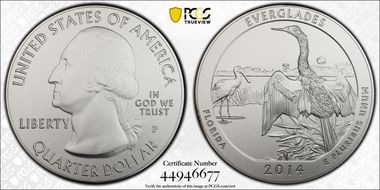 2014-P 25C Everglades NP 5 oz Silver SP70