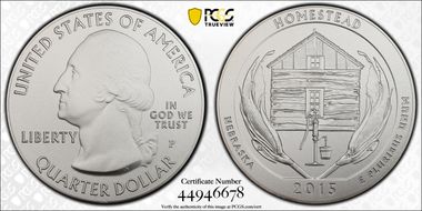 2015-P 25C Homestead NP 5 oz Silver SP70