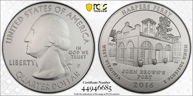 2016-P 25C Harpers Ferry NP 5 oz Silver SP69