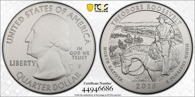 2016-P 25C Theodore Roosevelt NP 5 oz Silver SP70