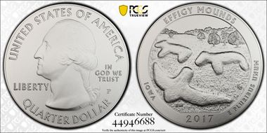 2017-P 25C Effigy Mounds NP 5 oz Silver SP70