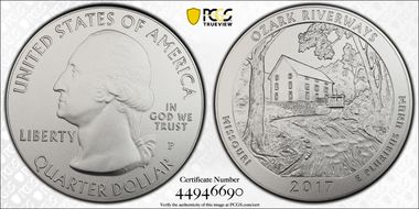 2017-P 25C Ozark Riverways NP 5 oz Silver SP70