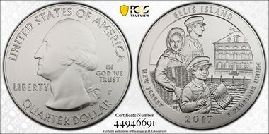 2017-P 25C Ellis Island NP 5 oz Silver SP70