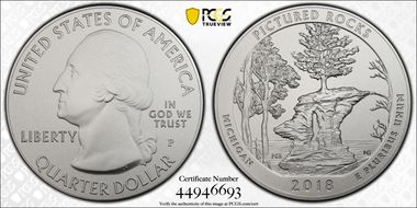 2018-P 25C Pictured Rocks NP 5 oz Silver SP70