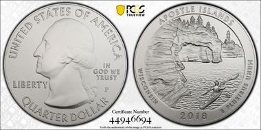 2018-P 25C Apostle Islands NP 5 oz Silver SP70