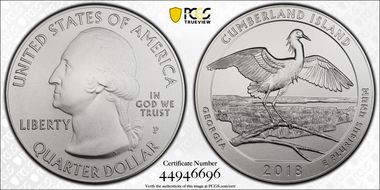 2018-P 25C Cumberland Island NP 5 oz Silver SP69