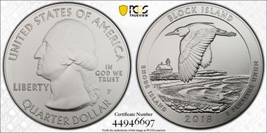 2018-P 25C Block Island NP 5 oz Silver SP70