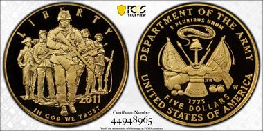 2011-W $5 United States Army PR70DCAM
