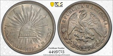 1898-Mo AM Peso Restrike KM-409.2 MS61
