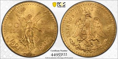 1927 50 Peso KM-481  Au MS65