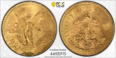 1930 50 Peso KM-481  Au MS65