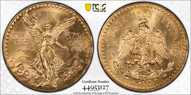 1943 (50 P) KM-482  Au MS65