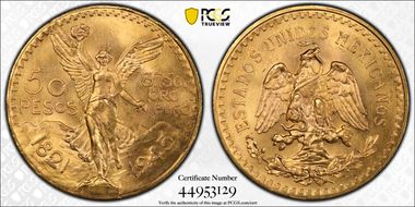 1945 50 Peso KM-481  Au MS66