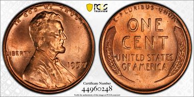 1957 1C MS65RD