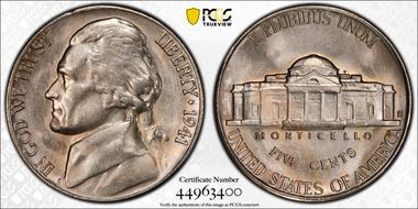 1941-S 5C Large S, FS-501 MS65