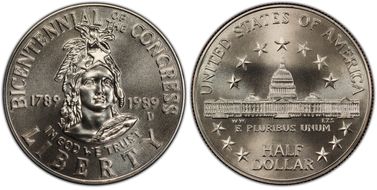1989-D 50C Congress MS70