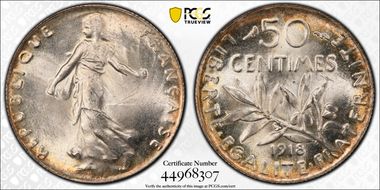 1918 50C Gad-420 F-190 MS66