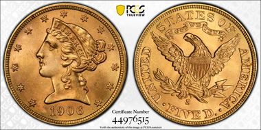 1906-S $5 MS64
