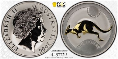 2006 $1 Kangaroo Ag Selective Gilt MS69