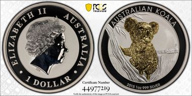 2015-P $1 Koala Gilt SP68