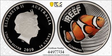 2010-P 50C Clownfish Colorized Ag PR70DCAM