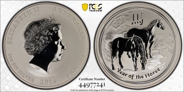 2014-P $1 Year of the Horse Ag MS70