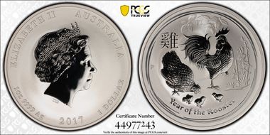 2017-P $1 Year of the Rooster Ag MS70