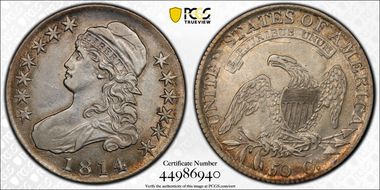 1814 50C Overton 102a AU53