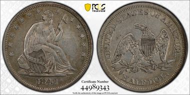 1842 50C Medium Date XF40