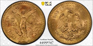 1947 50 Peso KM-481  Au MS66