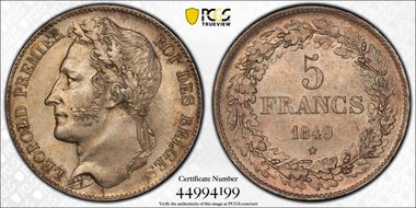 1849 5 Fr KM-3.2  Ag MS62