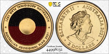 2021 $2 50th Ann Aboriginal Flag Colorized MS67