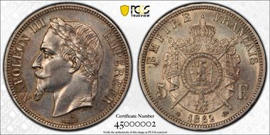 1862 5 Fr Gad-739 F-331 Sans A AU58