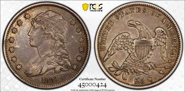 1831 25C Large Letters XF45