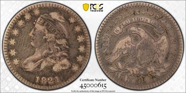 1821 10C Small Date VF25