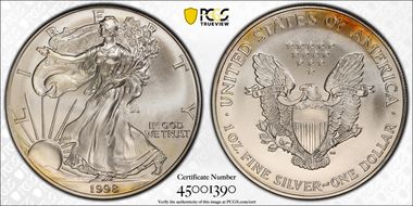 1998 $1 Silver Eagle MS68