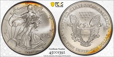 1998 $1 Silver Eagle MS68
