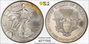 1999 $1 Silver Eagle MS68