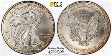 1997 $1 Silver Eagle MS69