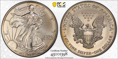 1997 $1 Silver Eagle MS67