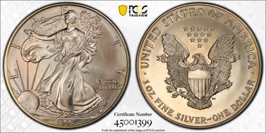 1997 $1 Silver Eagle MS69
