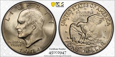 1974-S $1 Silver MS66