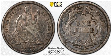 1875-CC 10C Mintmark Below Bow N1