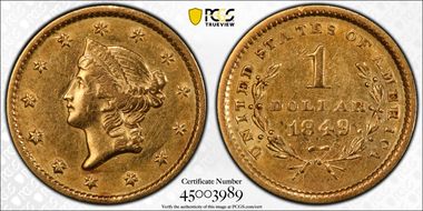 1849 G$1 Open Wreath N1