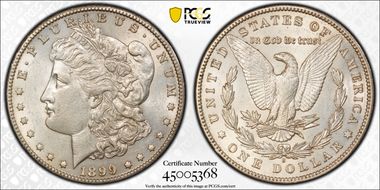 1899-S $1 VAM 7, Doubled Date AU55