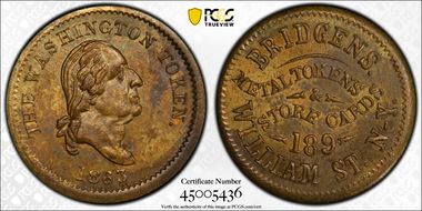 1863 Token F-630J-2b GW-577 Brass PE Bridgens MS63