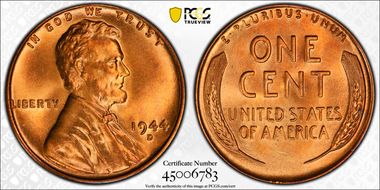 1944-D 1C MS67RD