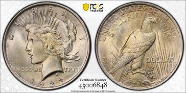 1923 $1 VAM 1E, Broken Wing MS63
