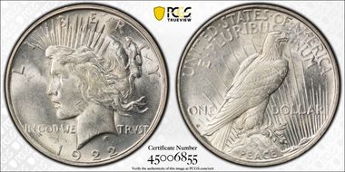 1922-D $1 VAM 4 Doubled Motto AU58