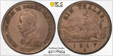 1817-A Thaler KM-396 FRIEDR. WILHELM VF30